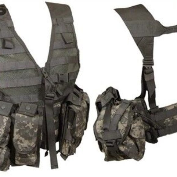 MOLLE II ACU FLC TACTICAL FIGHTING LOAD CARRIER VEST CHEST RIG & POUCHES JJ 951 - Picture 2 of 13